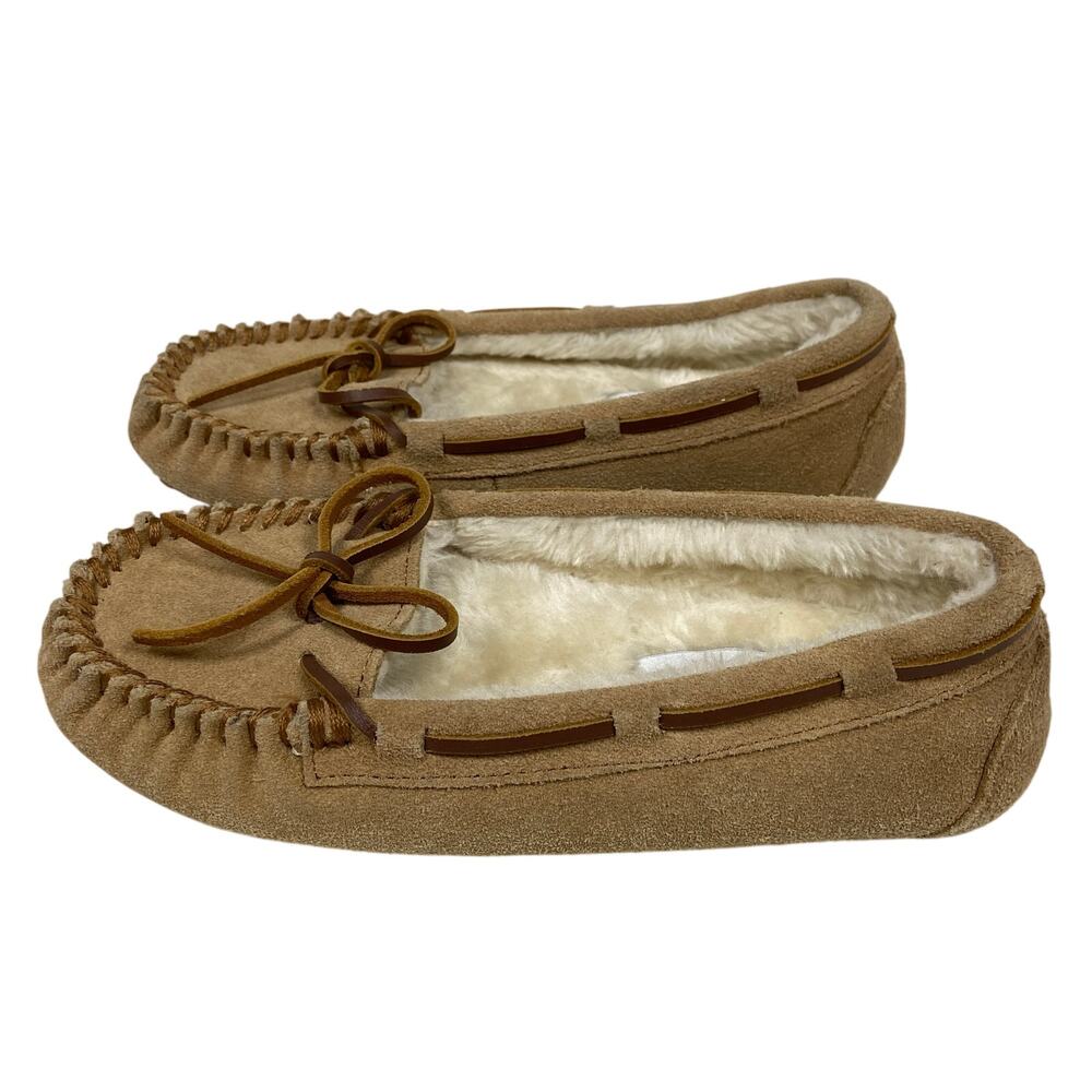 Minnetonka 4052 Suede Leather Slippers Faux Fur Lining Size 6 - Picture 2 of 8